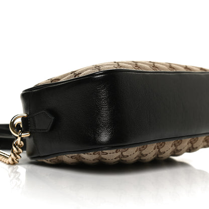 Gucci Monogram Matelasse Diagonal Small GG Marmont Chain Shoulder Bag Beige Black 9 of 12