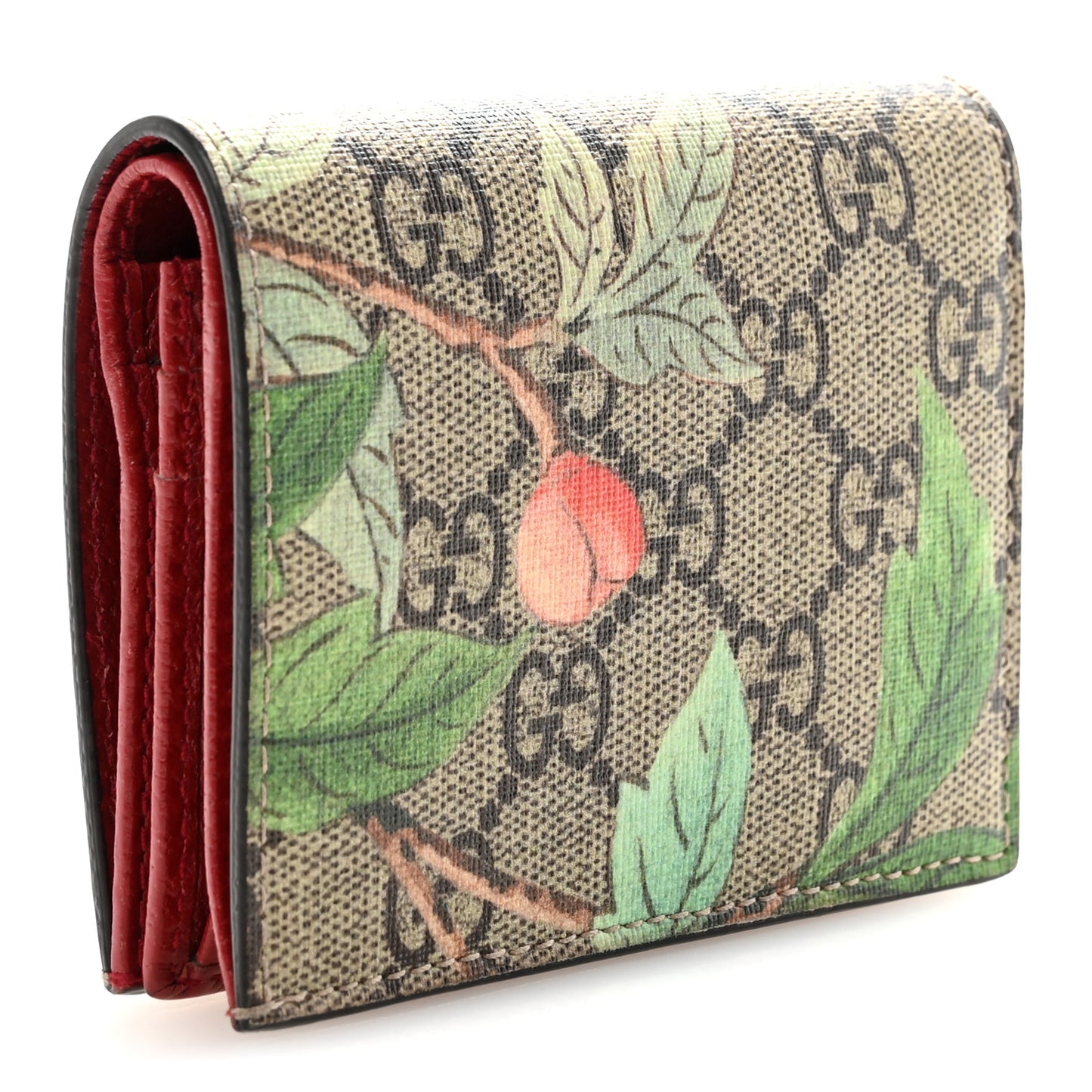 GG Supreme Monogram Tian Card Case Beige Multicolor Red