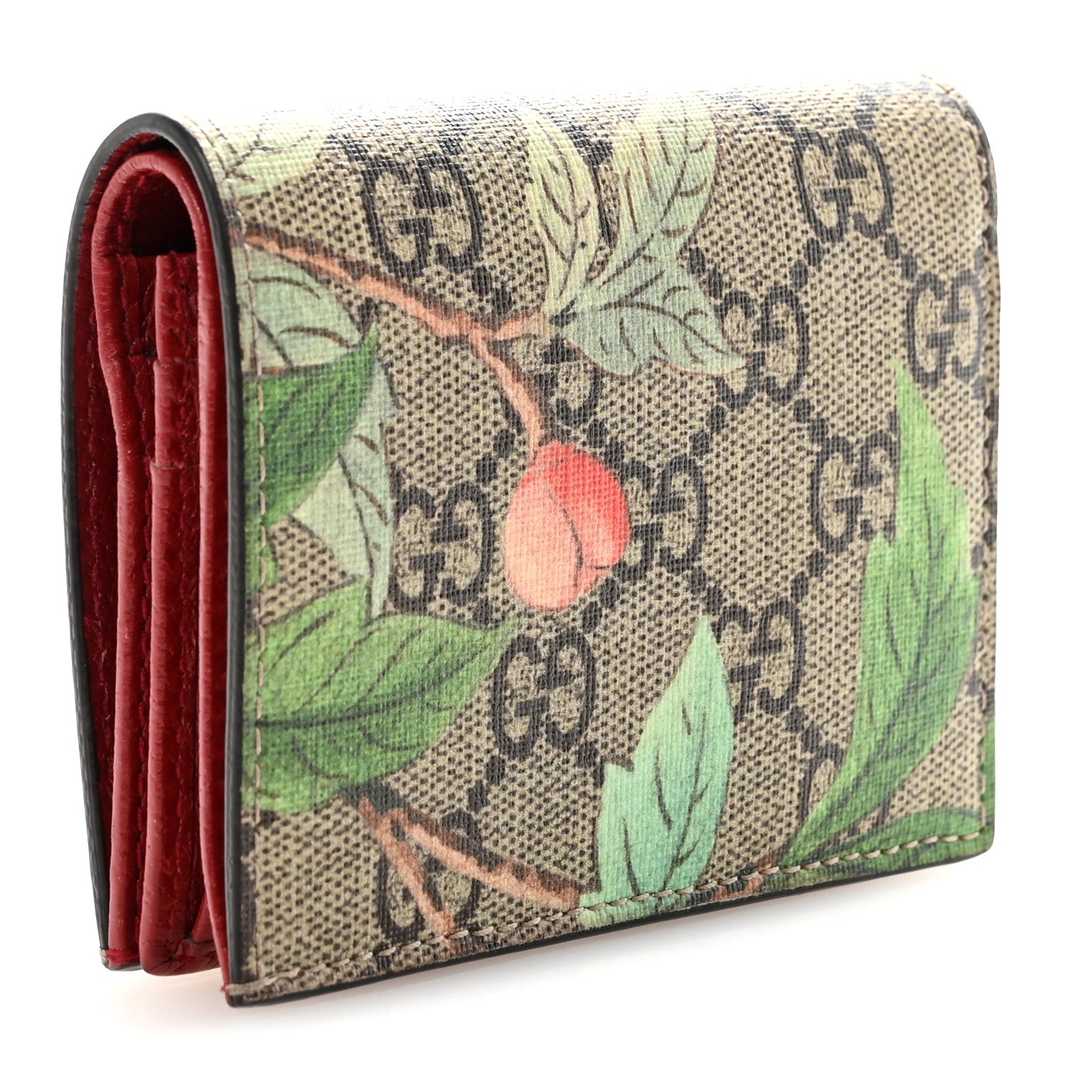 Gucci GG Supreme Monogram Tian Card Case Beige Multicolor Red 6 of 15
