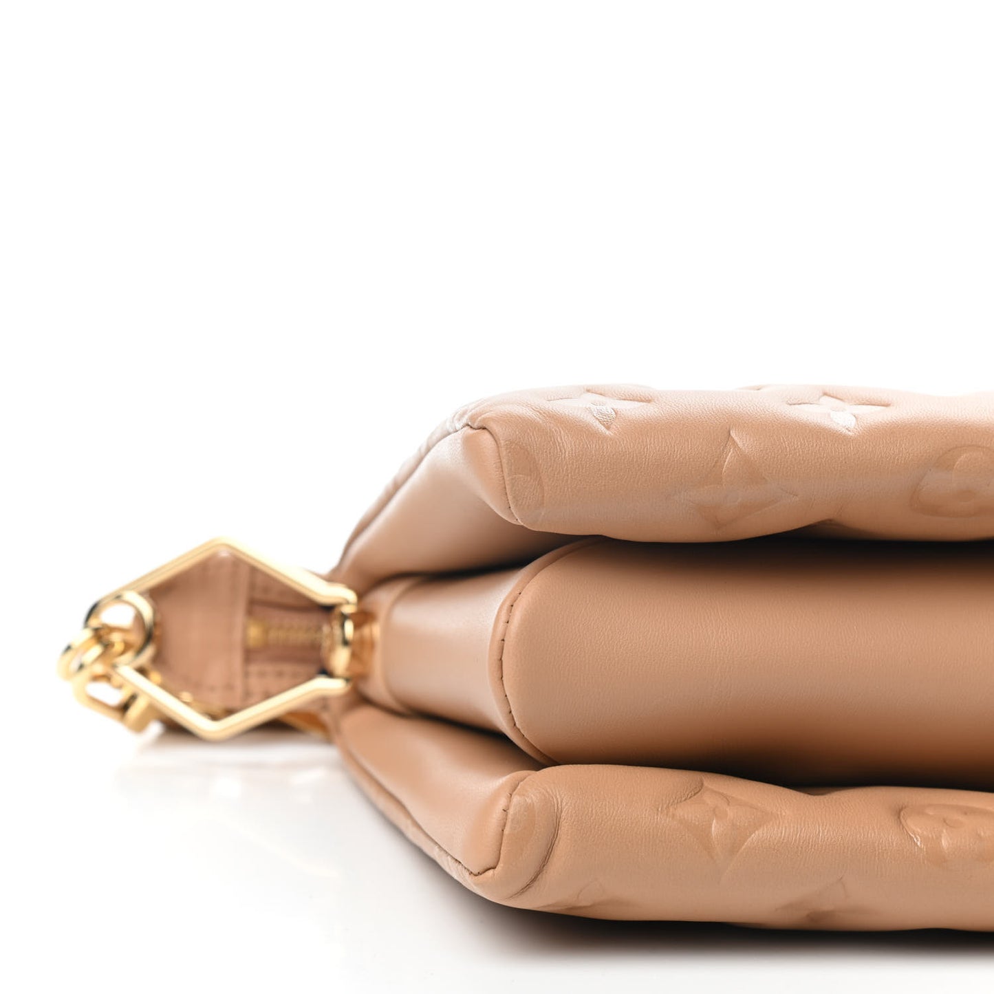 Lambskin Embossed Monogram Coussin PM Camel