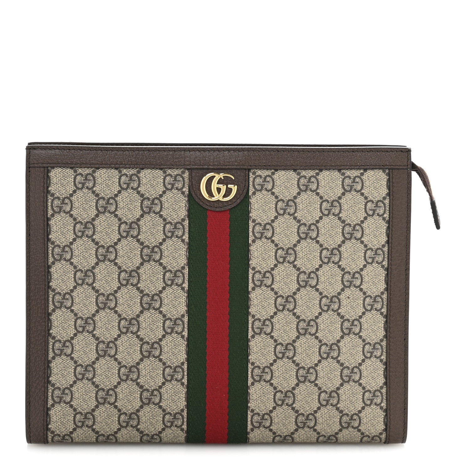 Gucci GG Supreme Monogram Web Ophidia Pouch Brown 1 of 7