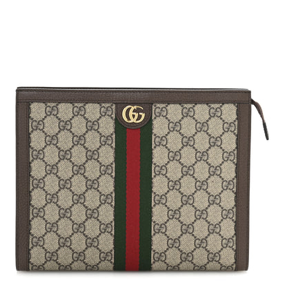 Gucci GG Supreme Monogram Web Ophidia Pouch Brown 1 of 7