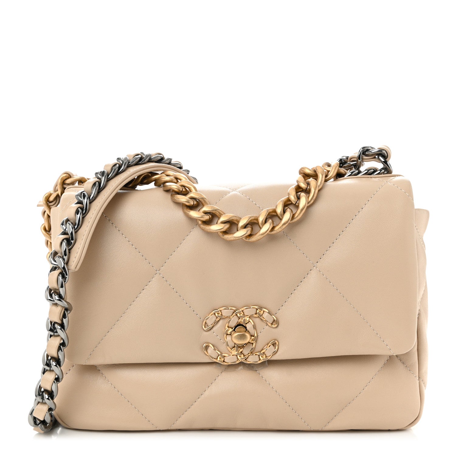 Chanel Lambskin Quilted Medium Chanel 19 Flap Beige 1 of 11