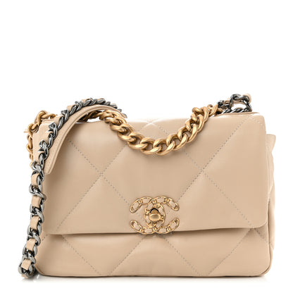 Chanel Lambskin Quilted Medium Chanel 19 Flap Beige 1 of 11