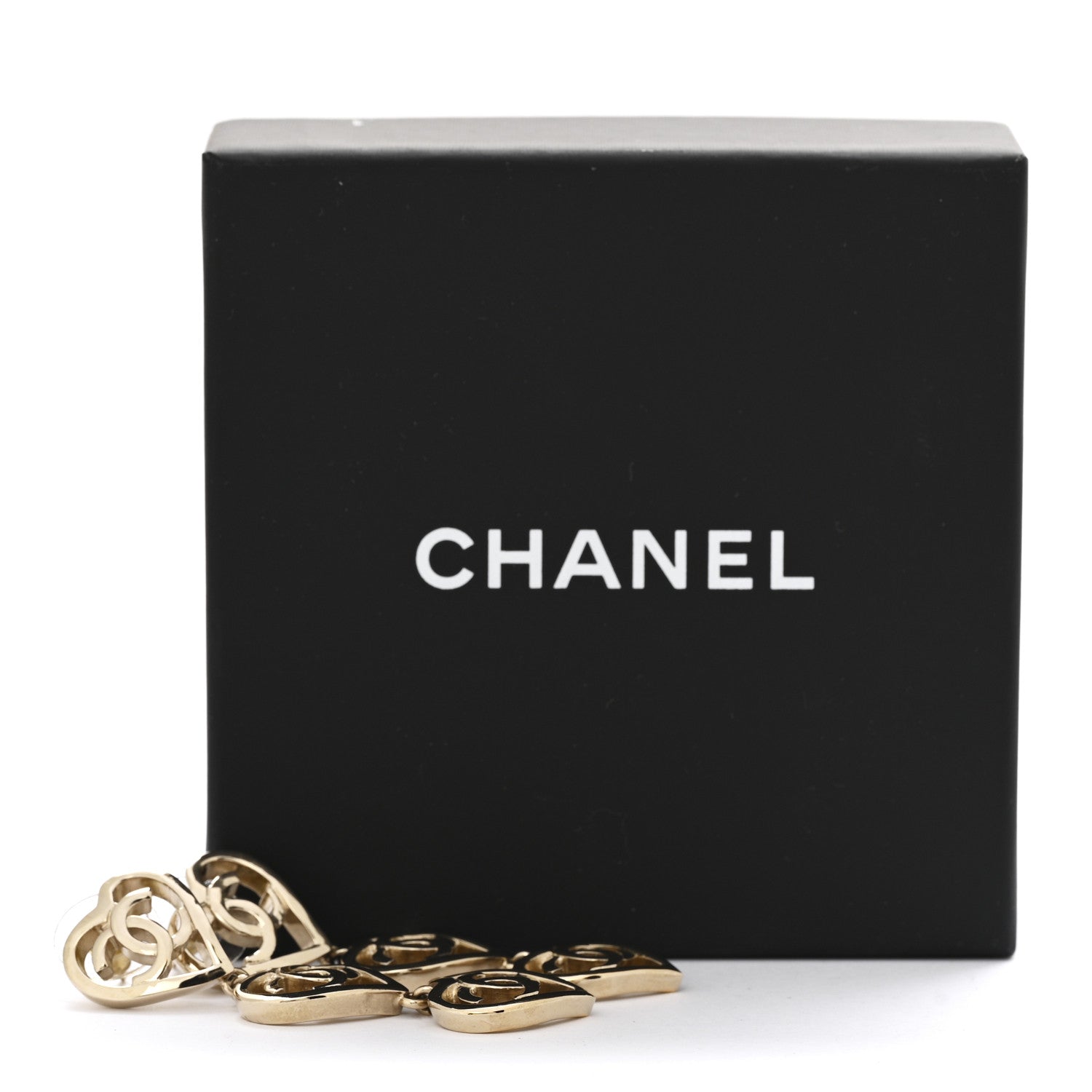 Chanel Metal CC Triple Heart Coco In Love Drop Earrings Gold 5 of 5