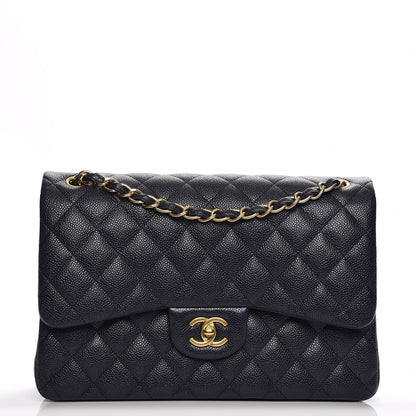 Chanel Caviar Quilted Jumbo Double Flap Navy 1 of 7
