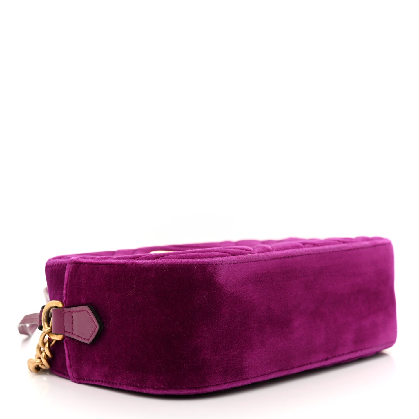Velvet Matelasse Small GG Marmont Chain Shoulder Bag Fuchsia Violet Cyclamen