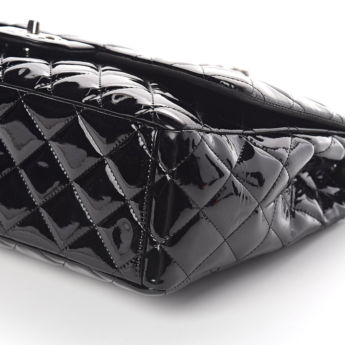 Patent Quilted Maxi Single Flap Black