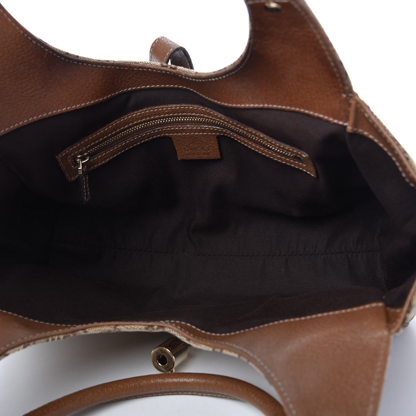 Monogram Calfskin Large Bardot Shoulder Bag Brown