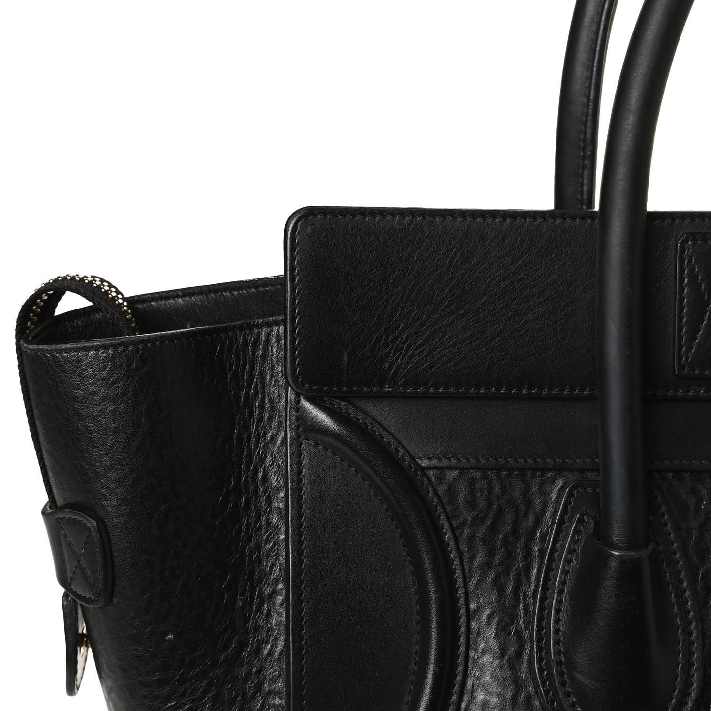 Calfskin Astrakhan Embossed Mini Luggage Black