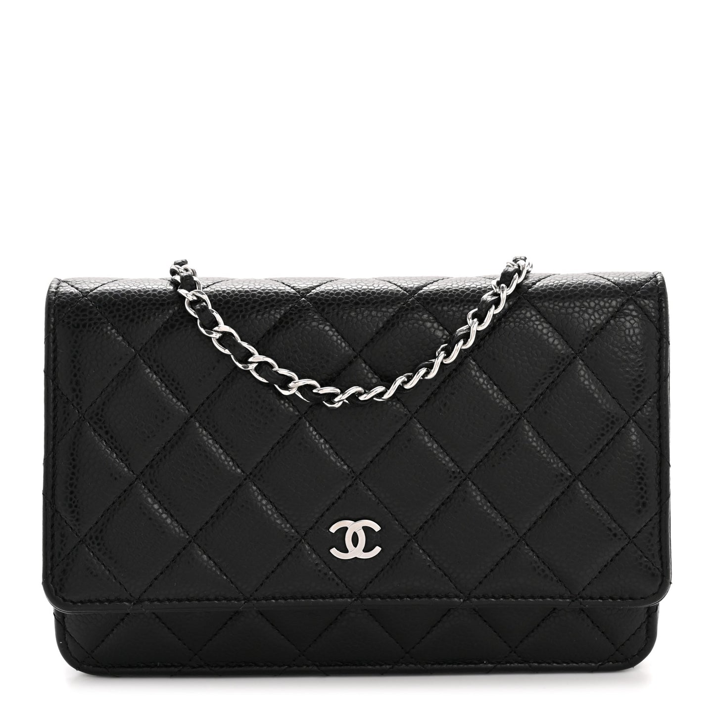 Caviar Quilted Wallet on Chain WOC Black