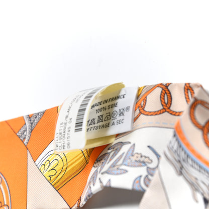 Hermes Silk Cliquetis Twilly Orange White Gold 5 of 6