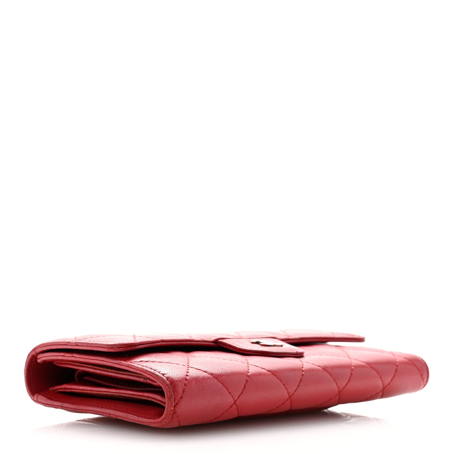 Lambskin Quilted Large Flap Wallet Red
