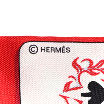 Hermes Silk Jeu de Cartes Twilly Rouge Black Ardoise 4 of 5
