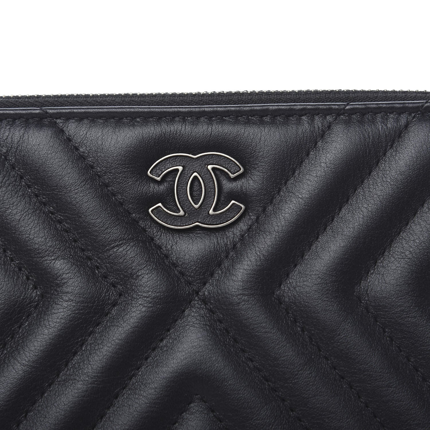 Chanel Calfskin Chevron Quilted Tassel Clutch With Chain Black 10 of 11