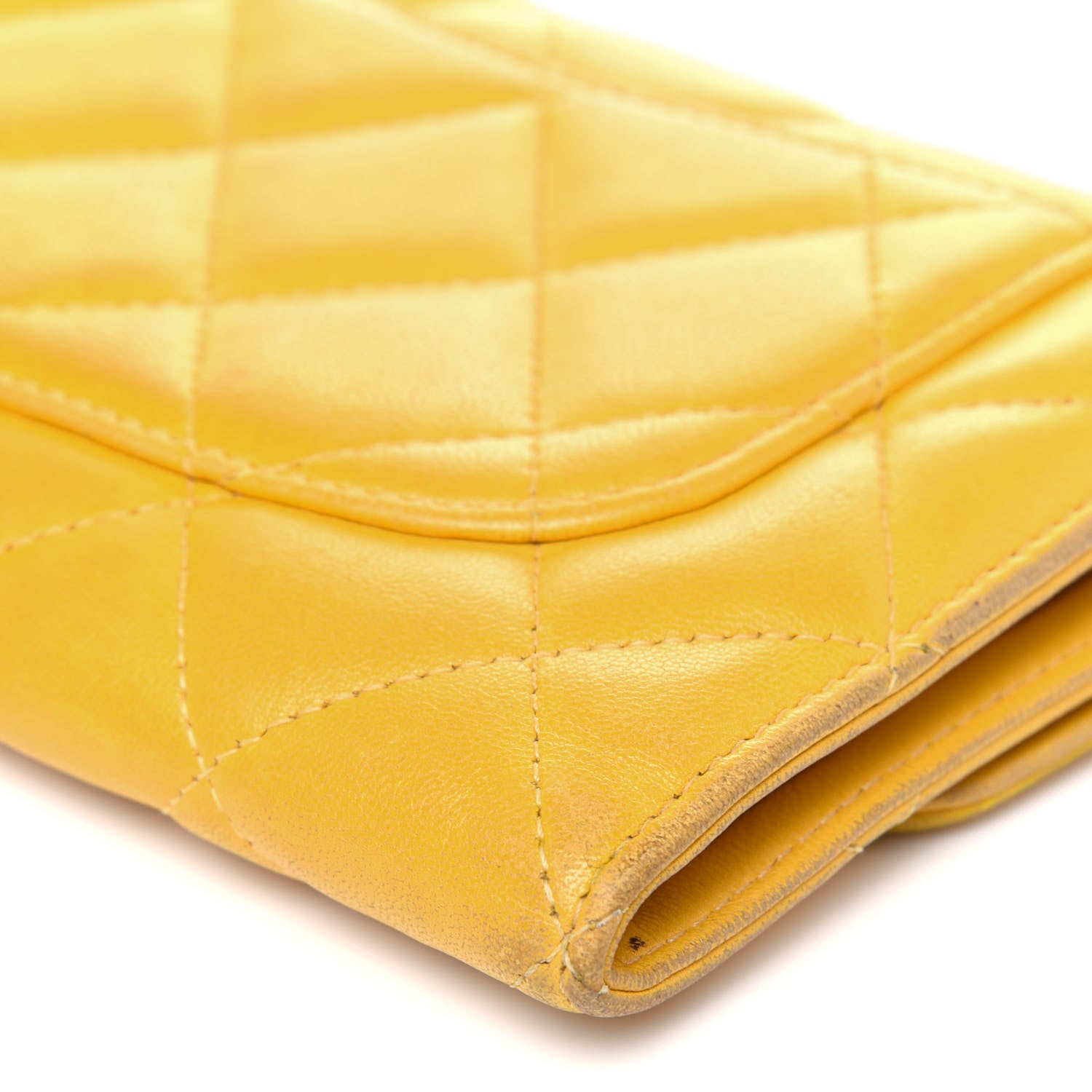 Chanel Lambskin Quilted Large Flap Wallet Yellow 15 of 23