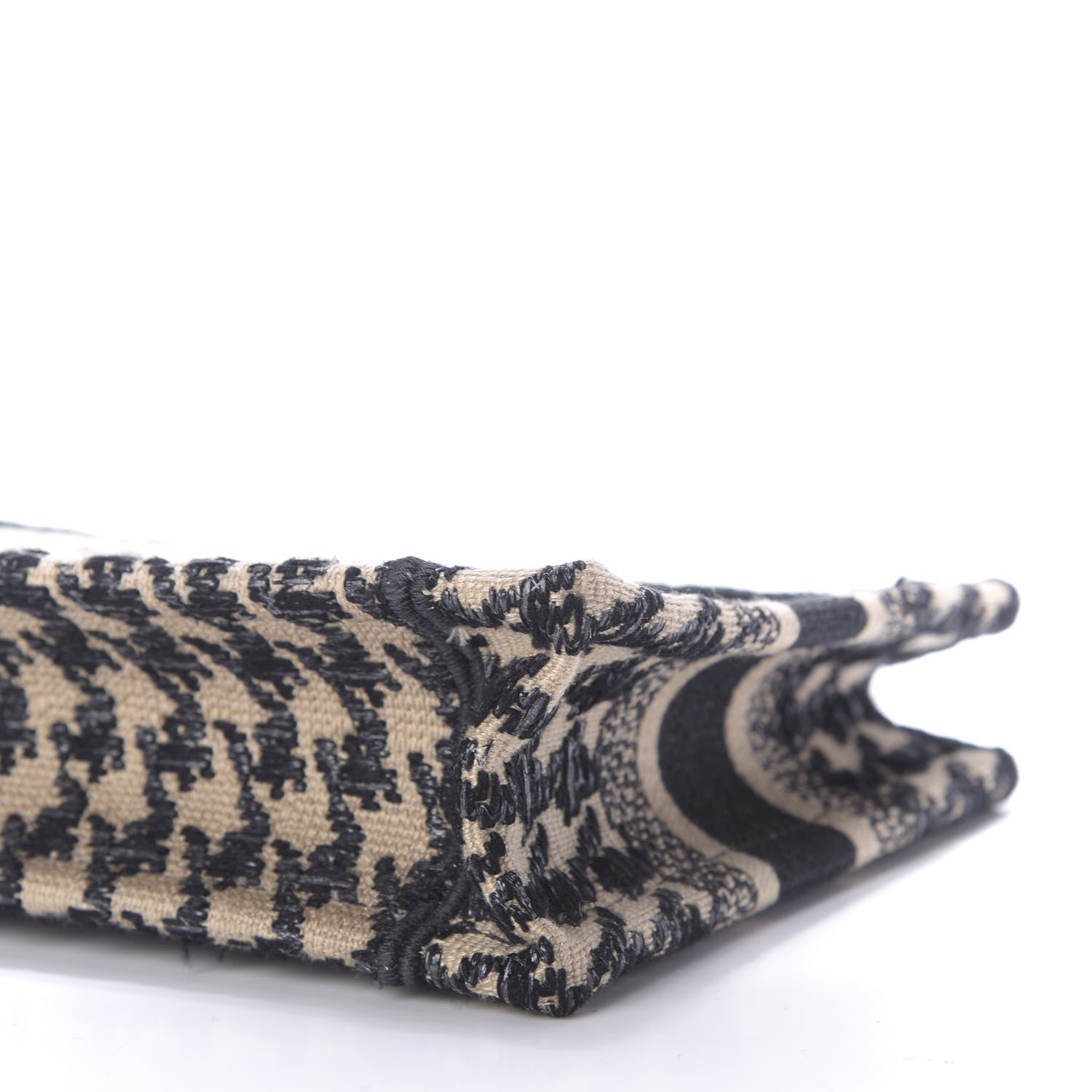 Christian Dior Canvas Houndstooth Embroidered Mini Book Tote Black 7 of 7