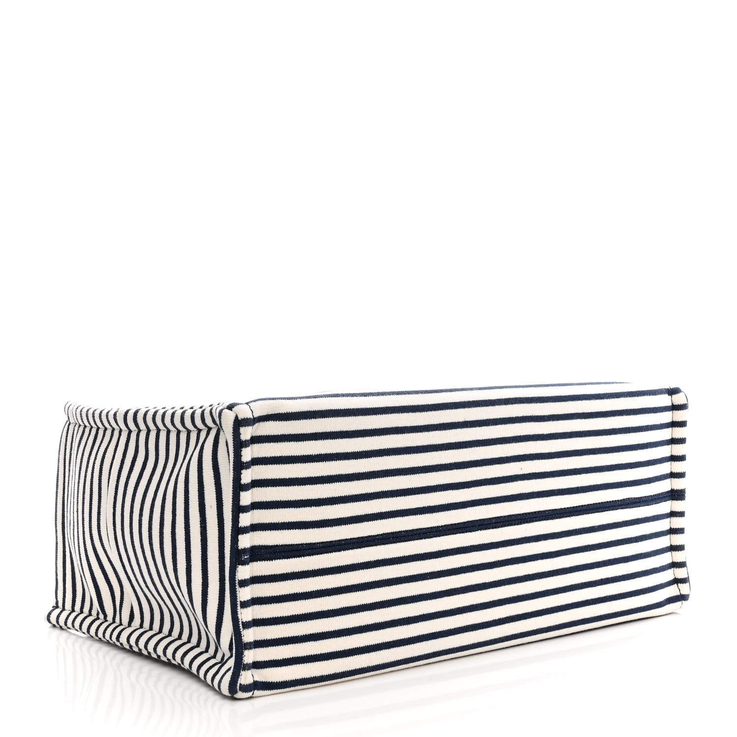 Celine Canvas Calfskin Striped Triomphe Cabas Navy 4 of 9