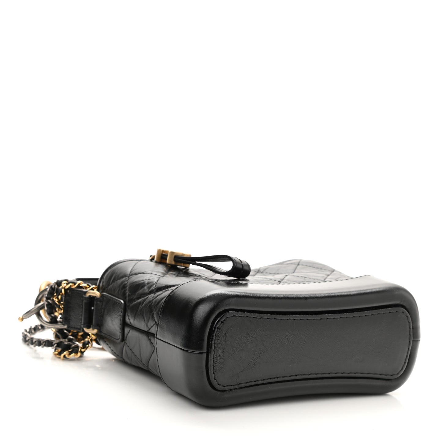 Aged Calfskin Quilted Small Gabrielle Logo Hobo Black