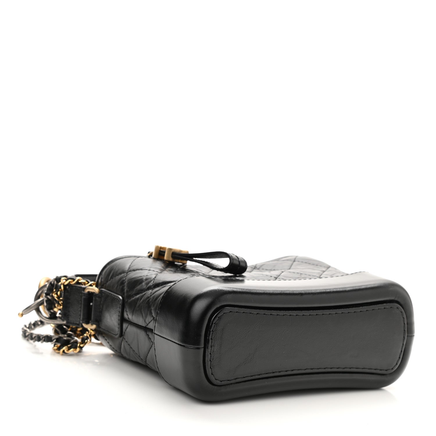 Chanel Aged Calfskin Quilted Small Gabrielle Logo Hobo Black 4 of 10