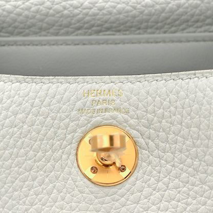 Hermes Taurillon Clemence Mini Lindy 20 Bleu Pale 6 of 11
