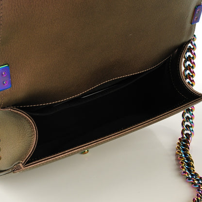 Chanel Iridescent Goatskin Quilted Medium Boy Flap Dark Gold 5 of 7