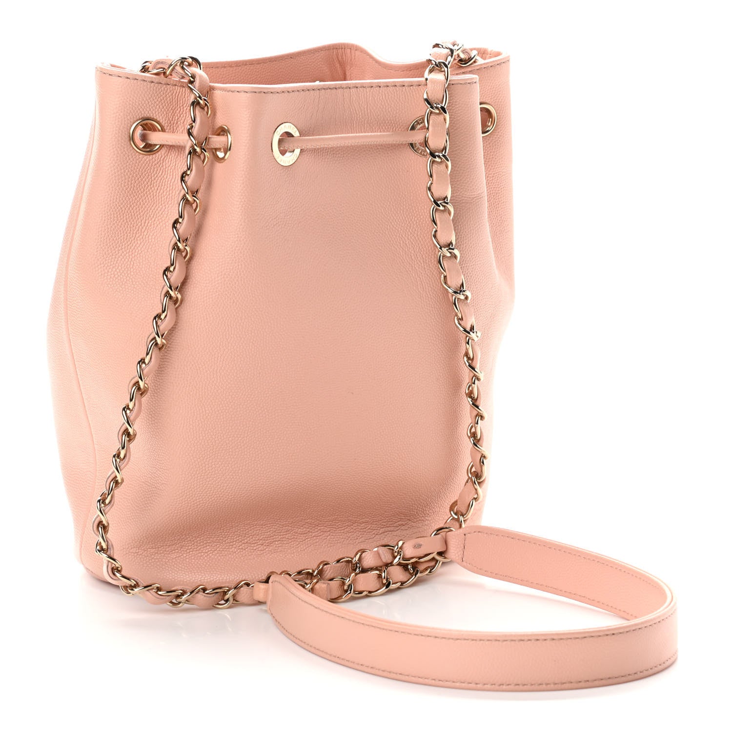 Chanel Caviar Deauville Drawstring Bucket Bag Light Pink 3 of 11