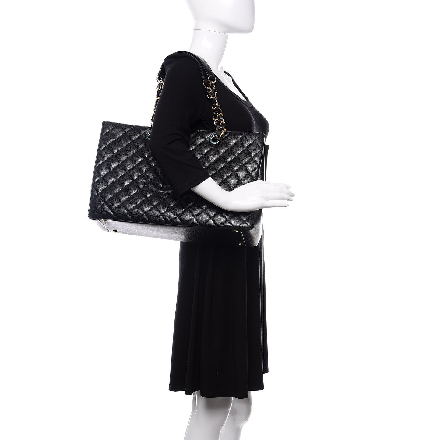 Caviar Quilted XL Grand Shopping Tote GST Black