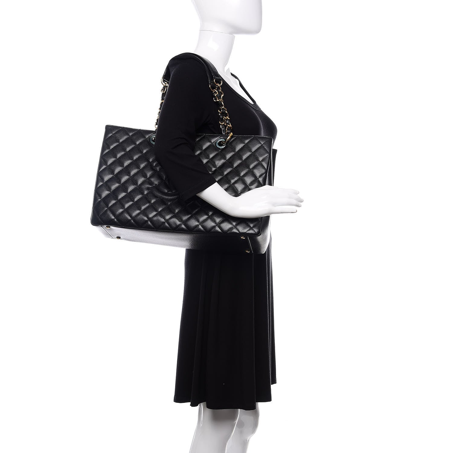 Chanel Caviar Quilted XL Grand Shopping Tote GST Black 2 of 11