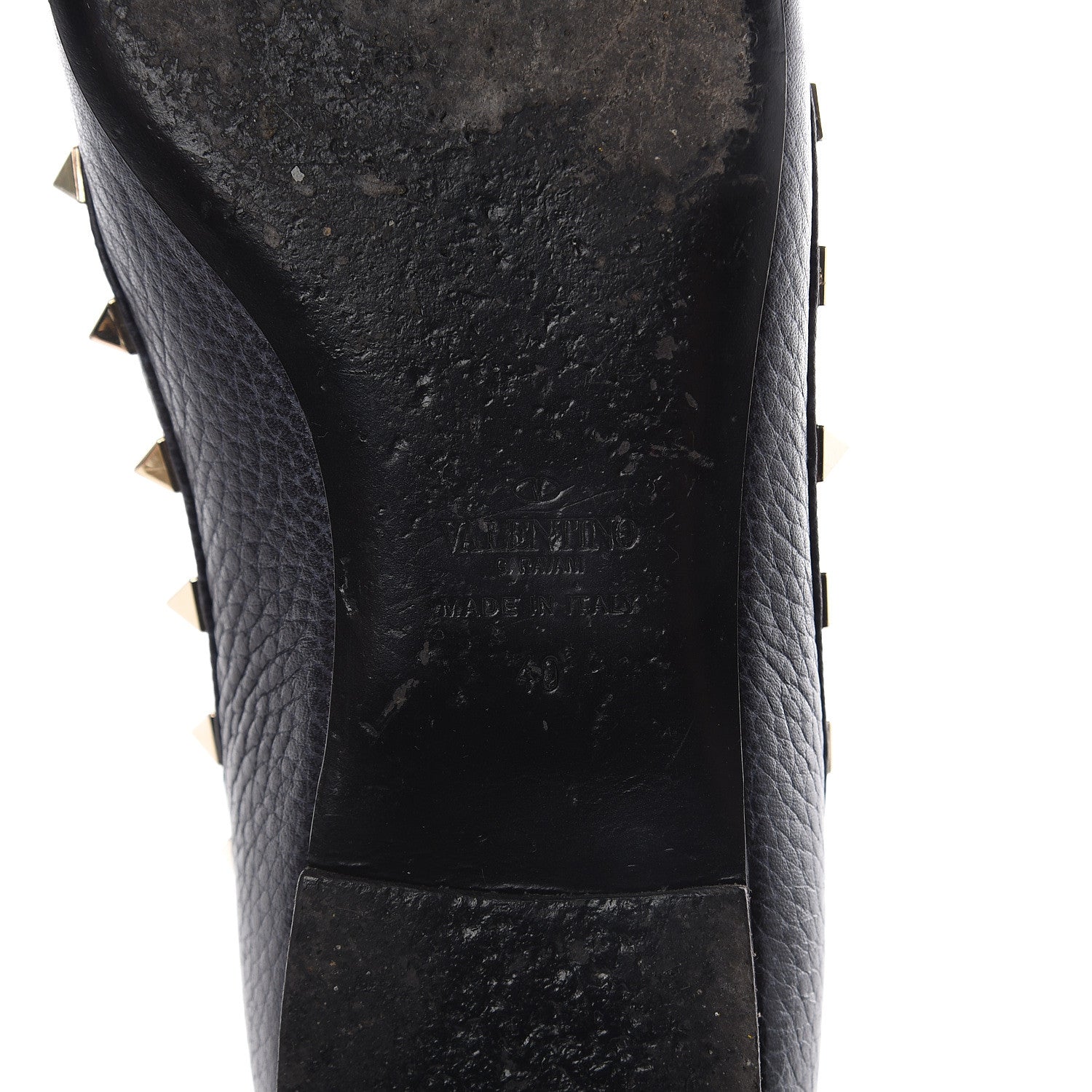 Valentino Garavani Pebbled Calfskin Rockstud Ballerina Flats 40 Deep Denim 6 of 7