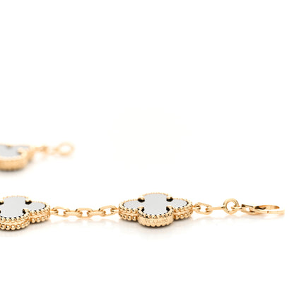 Van Cleef & Arpels 18K Yellow Gold Black Onyx 5 Motifs Vintage Alhambra Bracelet 3 of 4