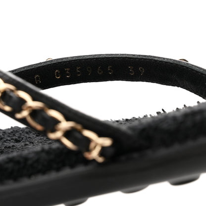 Chanel Lambskin CC Chain Thong Sandals 39 Black 9 of 10