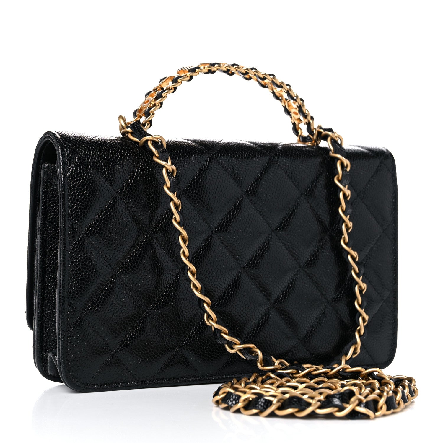 Chanel Shiny Caviar Quilted Pick Me Up Wallet On Chain WOC Black 3 of 14