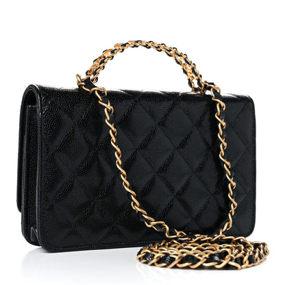 Chanel Shiny Caviar Quilted Pick Me Up Wallet On Chain WOC Black 3 of 14