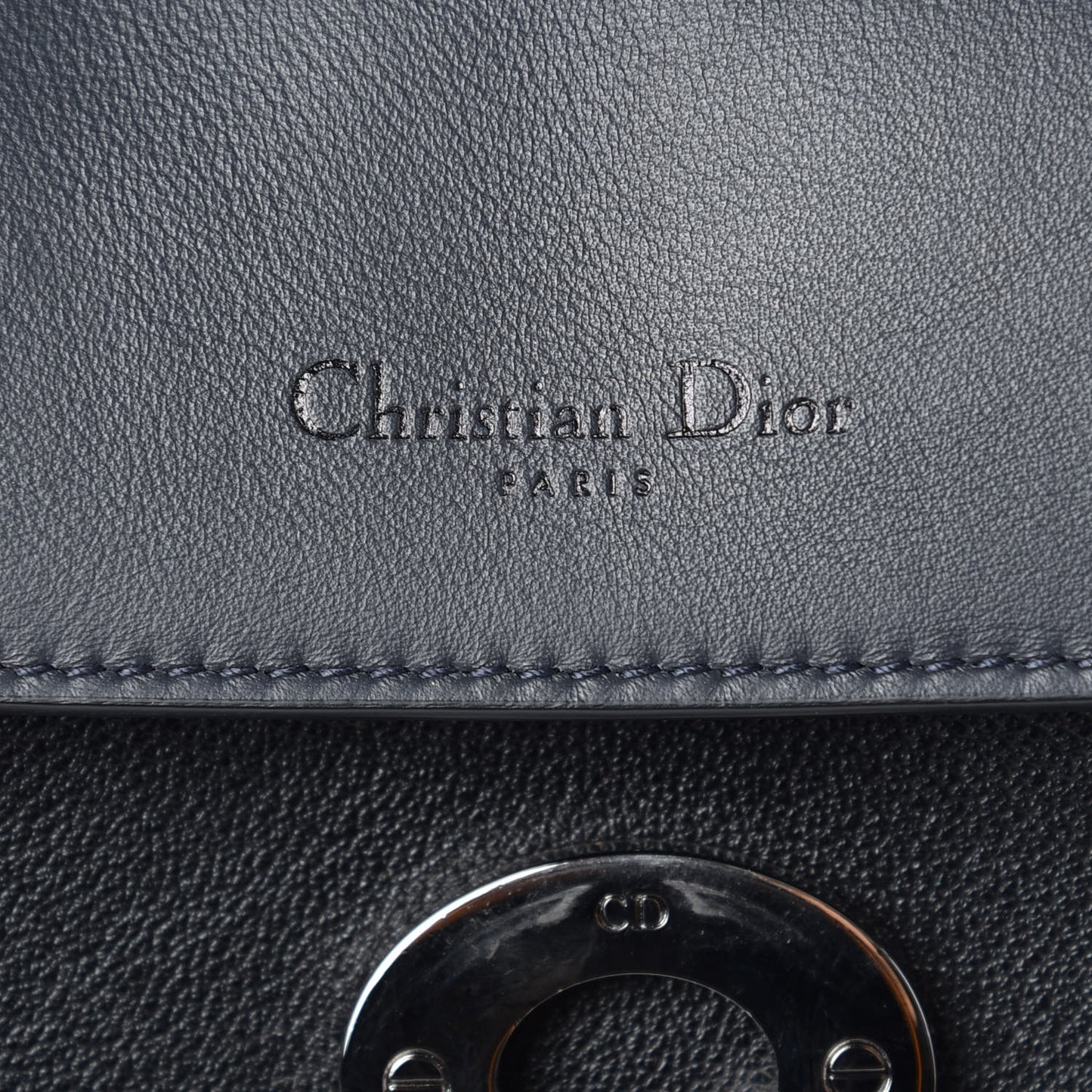 Grained Calfskin Medium Be Dior Flap Black