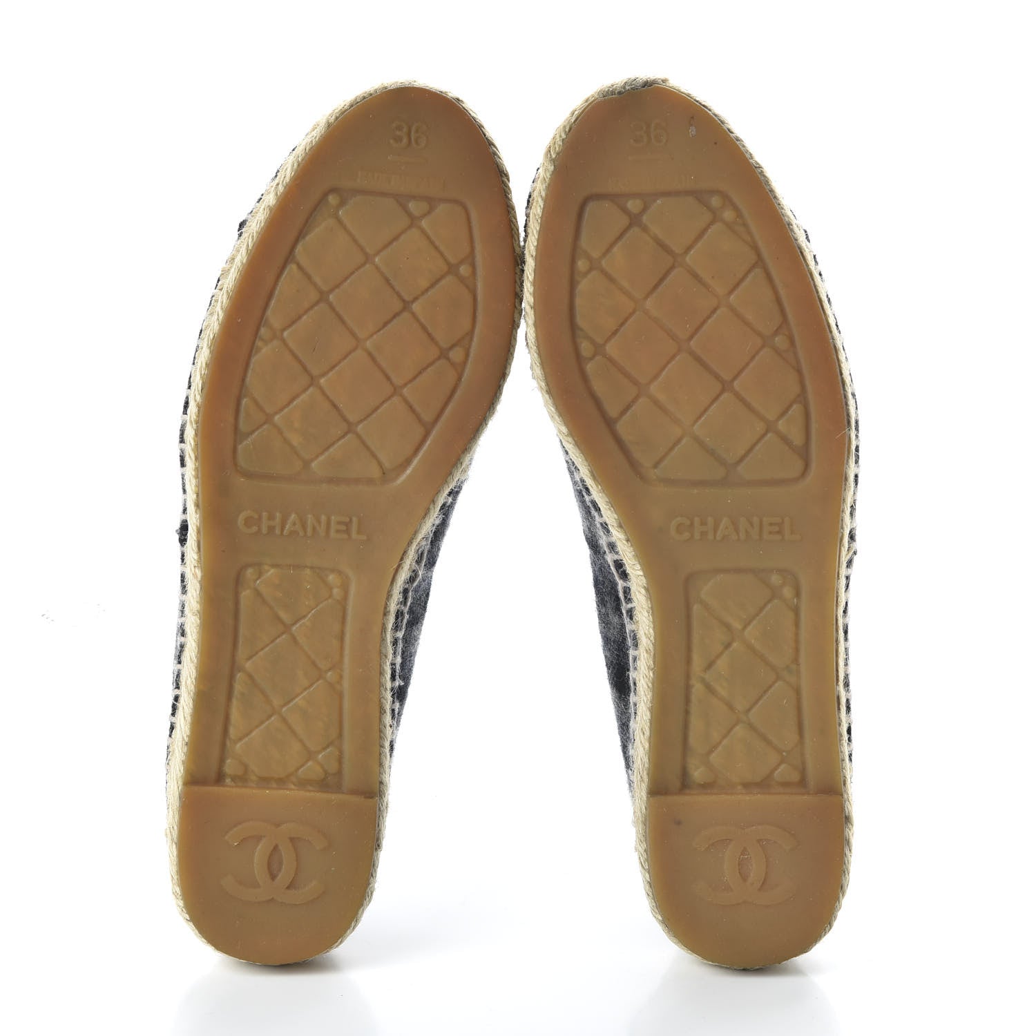 Chanel Flannel CC Espadrilles 36 Dark Grey Black 5 of 8
