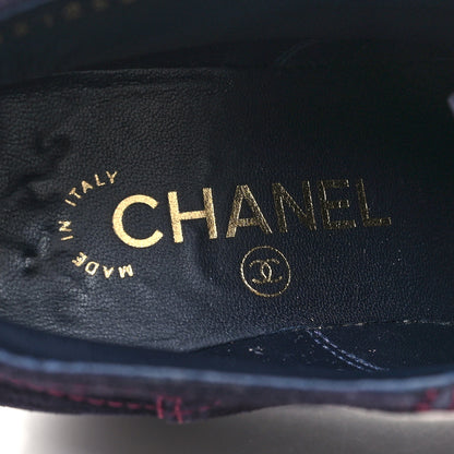 Chanel Suede Lace Up Wedge Booties 36 Dark Blue 8 of 8