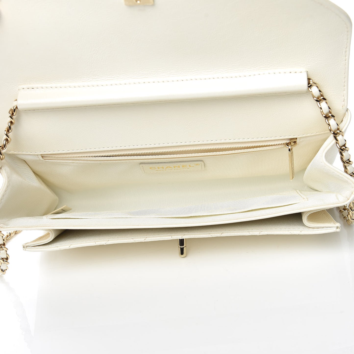 Iridescent Calfskin Smart Pocket Flap Bag White