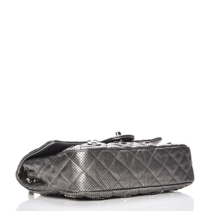 Chanel Metallic Lambskin Perforated Quilted Medium CC Medals Flap Grey 4 of 7