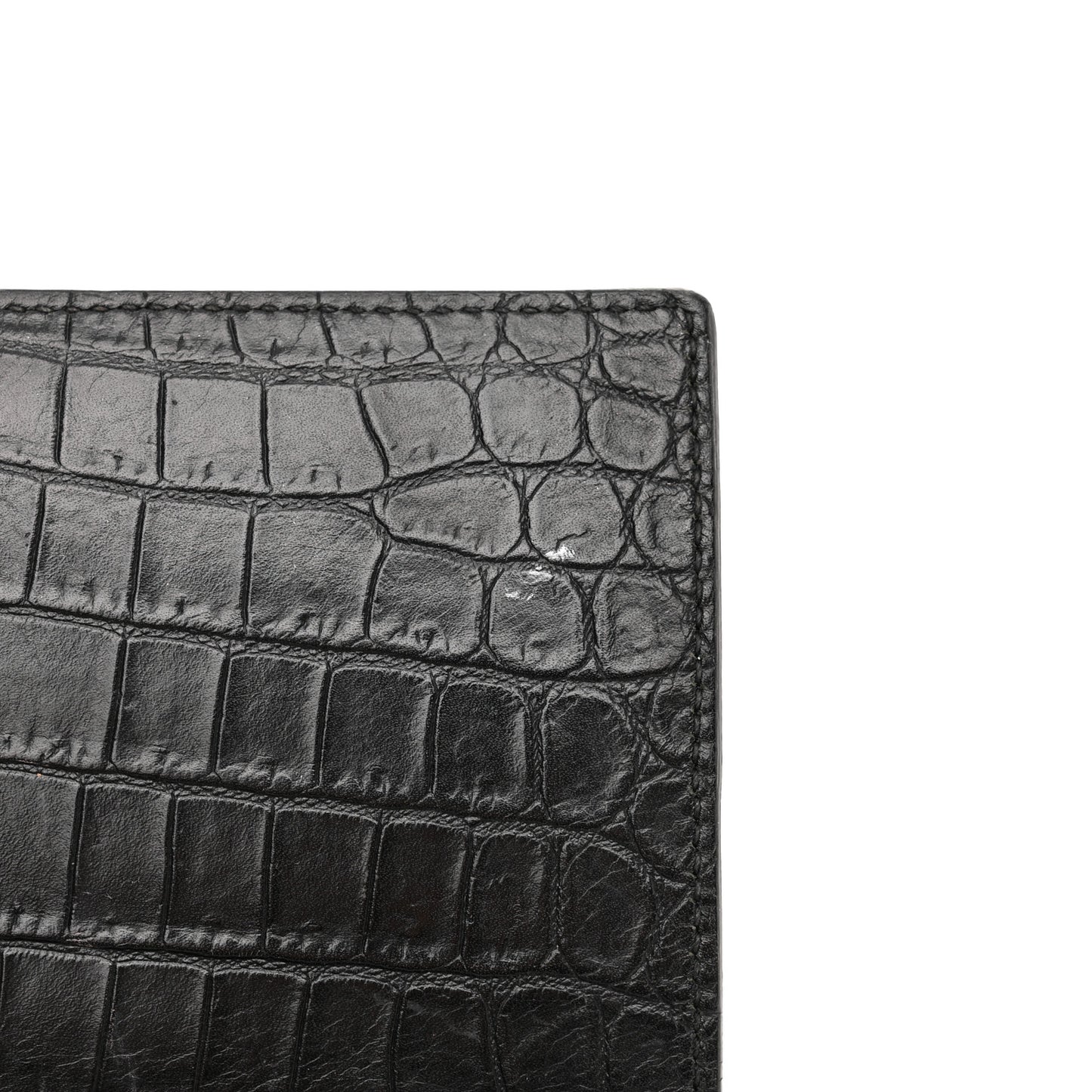 Calfskin Crocodile Embossed Medium Monogram Sunset Black