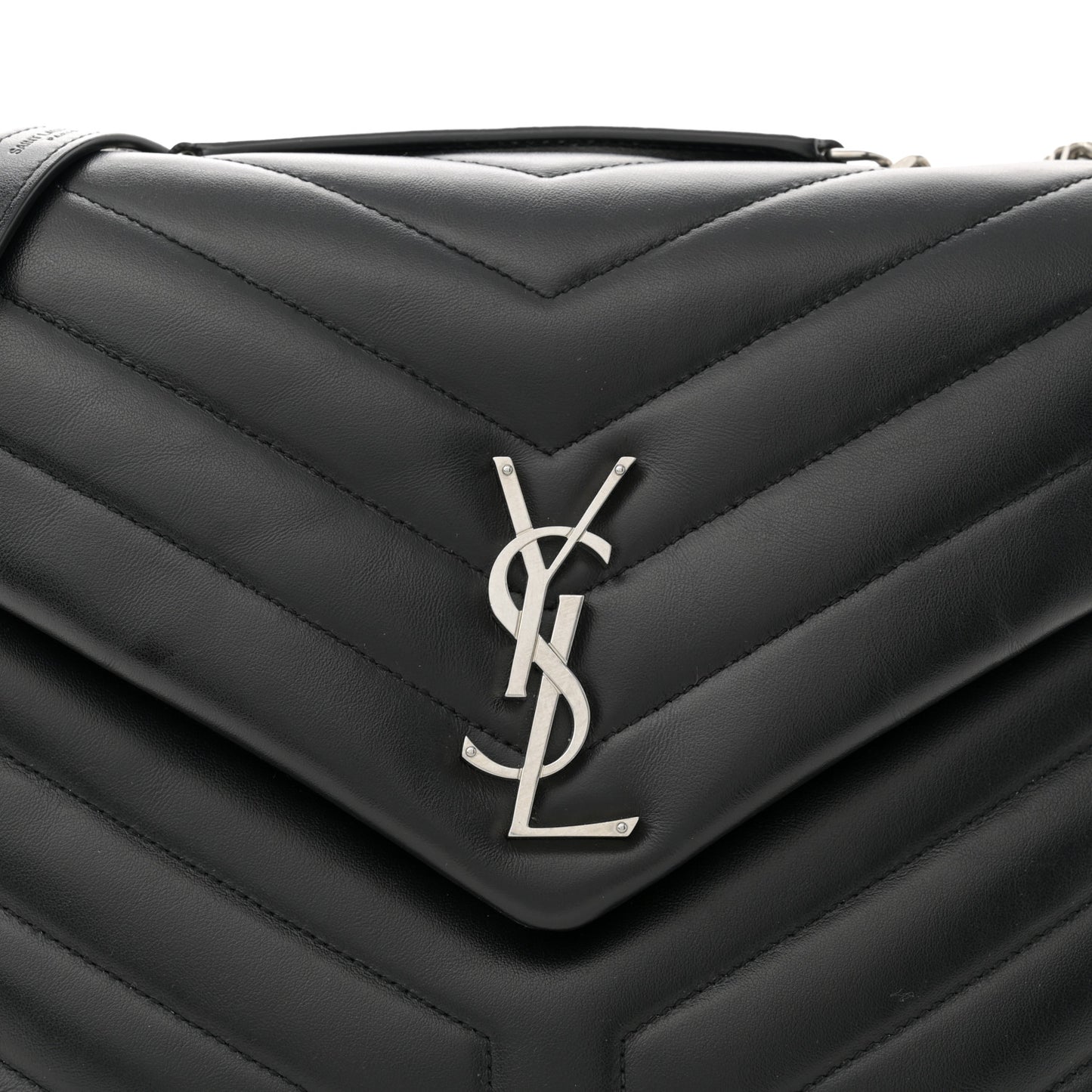 Calfskin Y Quilted Monogram Medium Loulou Chain Satchel Black