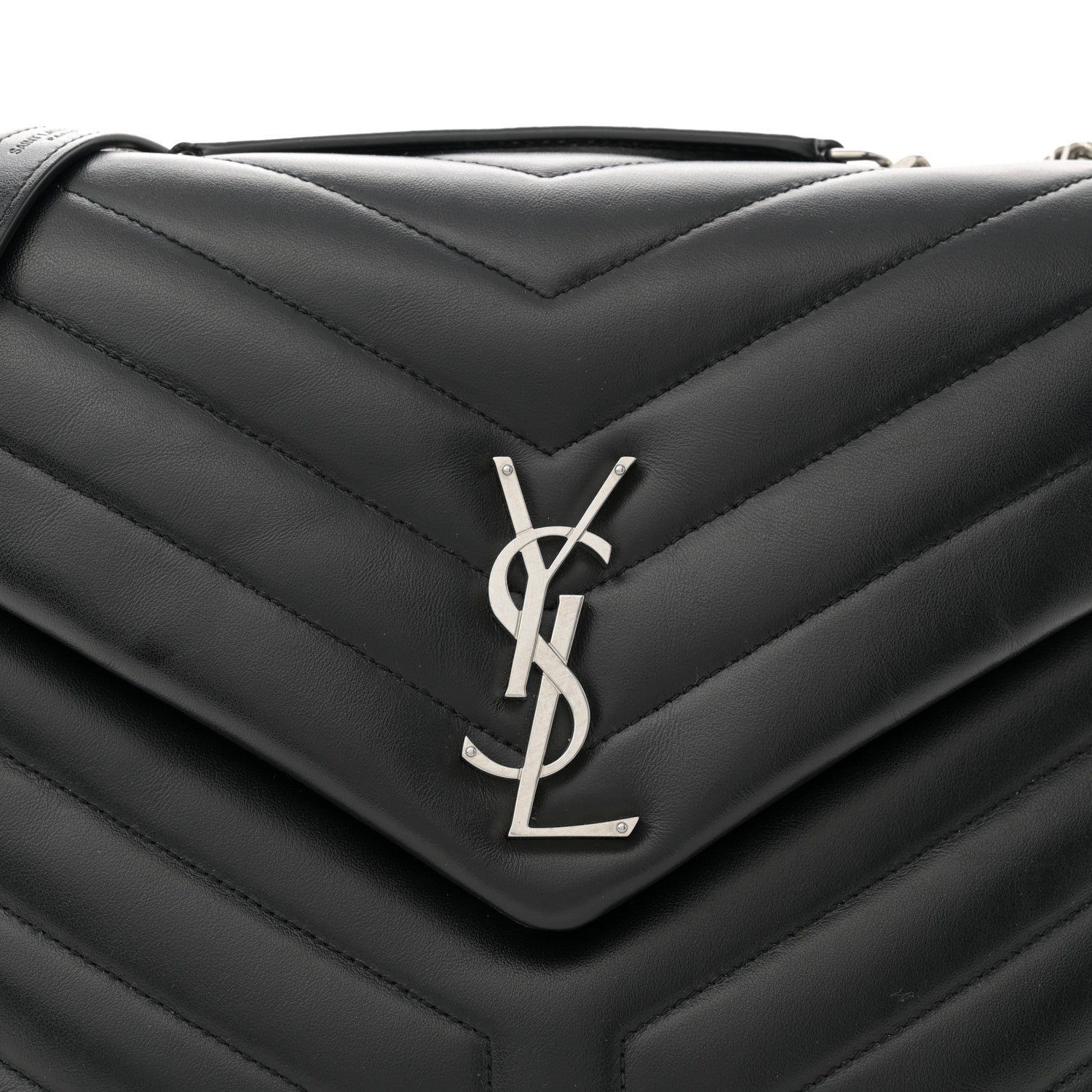 Saint Laurent Calfskin Y Quilted Monogram Medium Loulou Chain Satchel Black 8 of 11