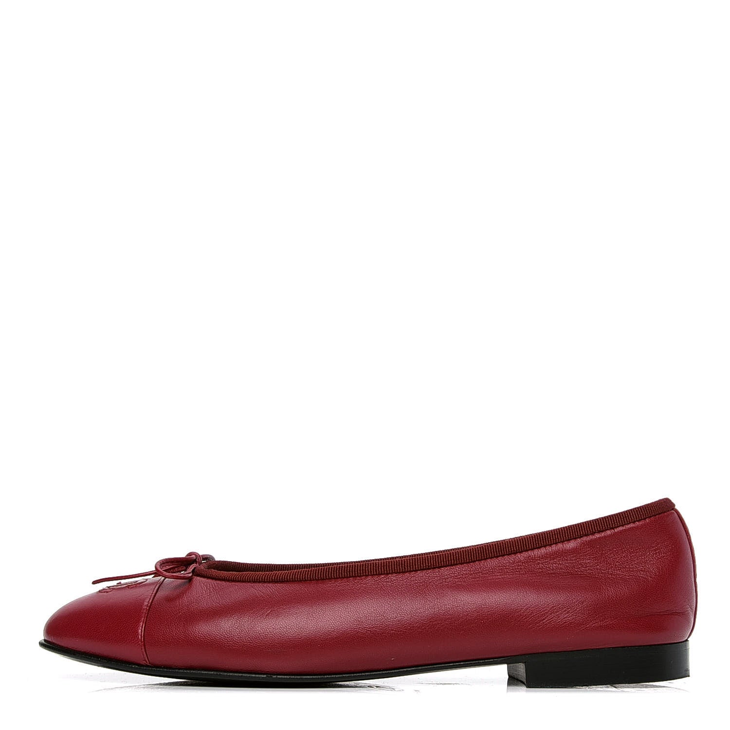 Chanel Lambskin Cap Toe Ballerina Flats 39.5 Red 1 of 4