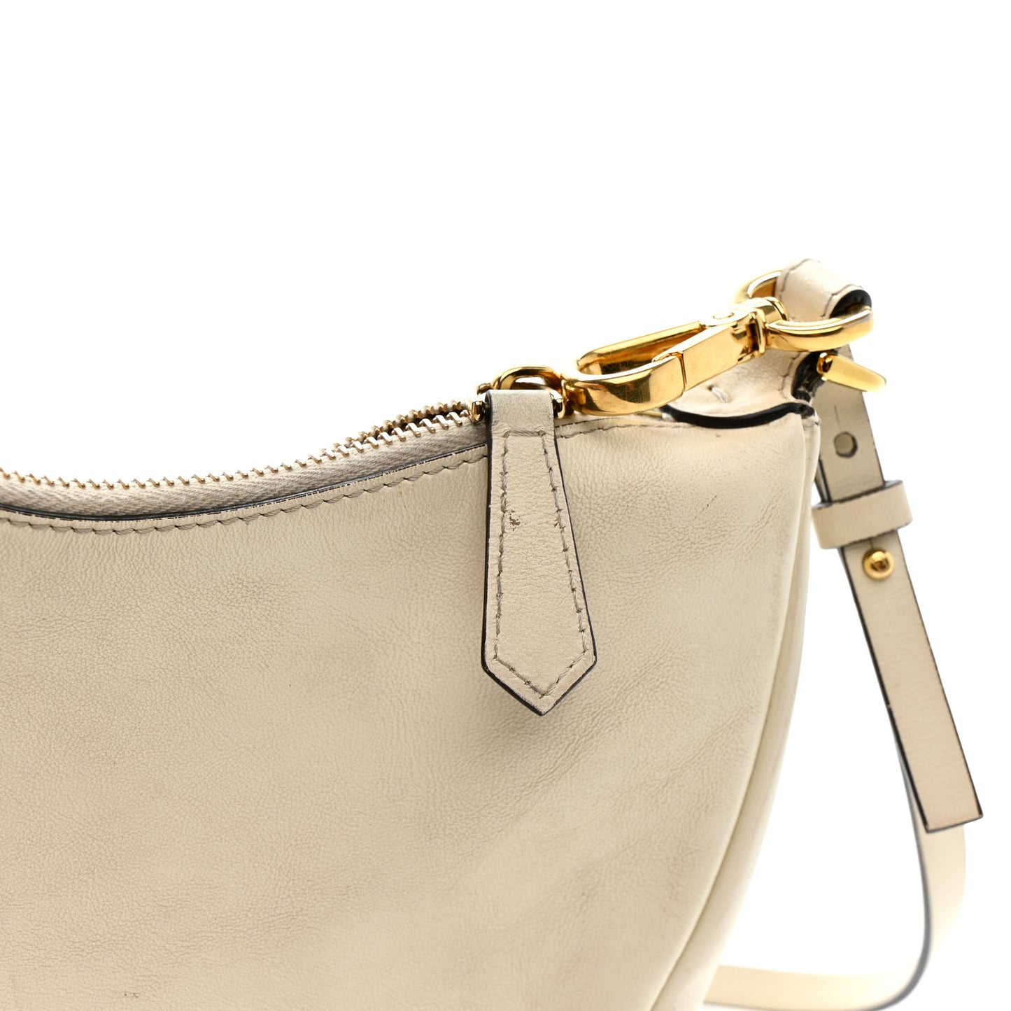 Vitello Grace Matte Mini Fendigraphy Hobo Bag White Ice