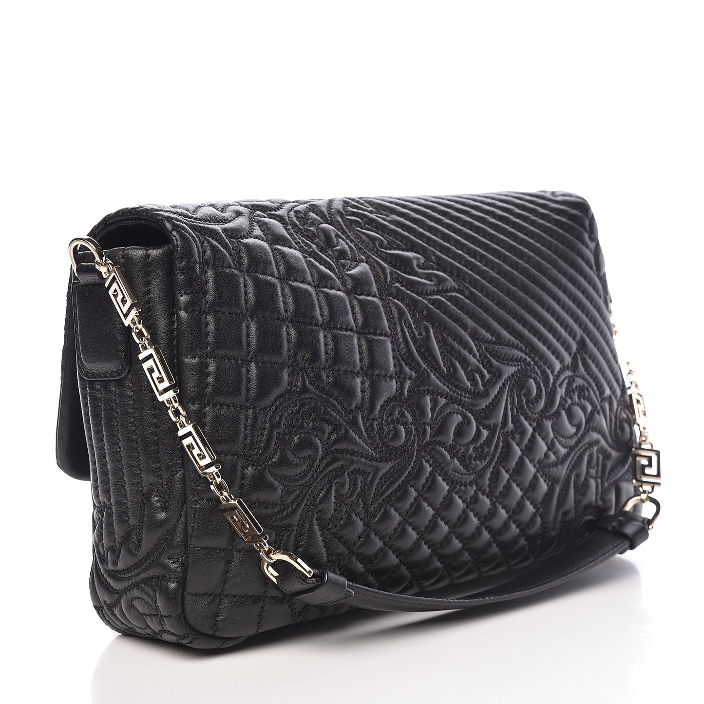 Nappa Barocco Quilted Vanitas Medea Shoulder Bag Black