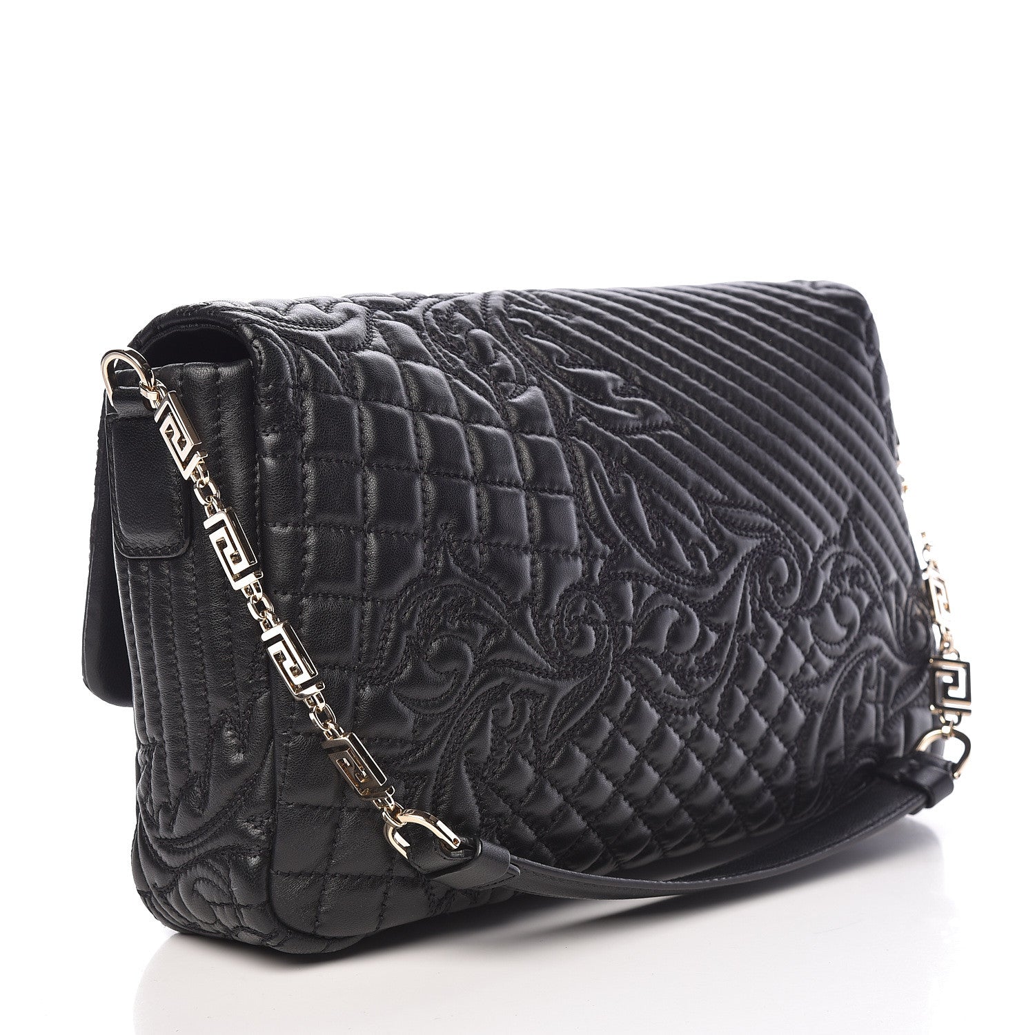 Versace Nappa Barocco Quilted Vanitas Medea Shoulder Bag Black 3 of 9