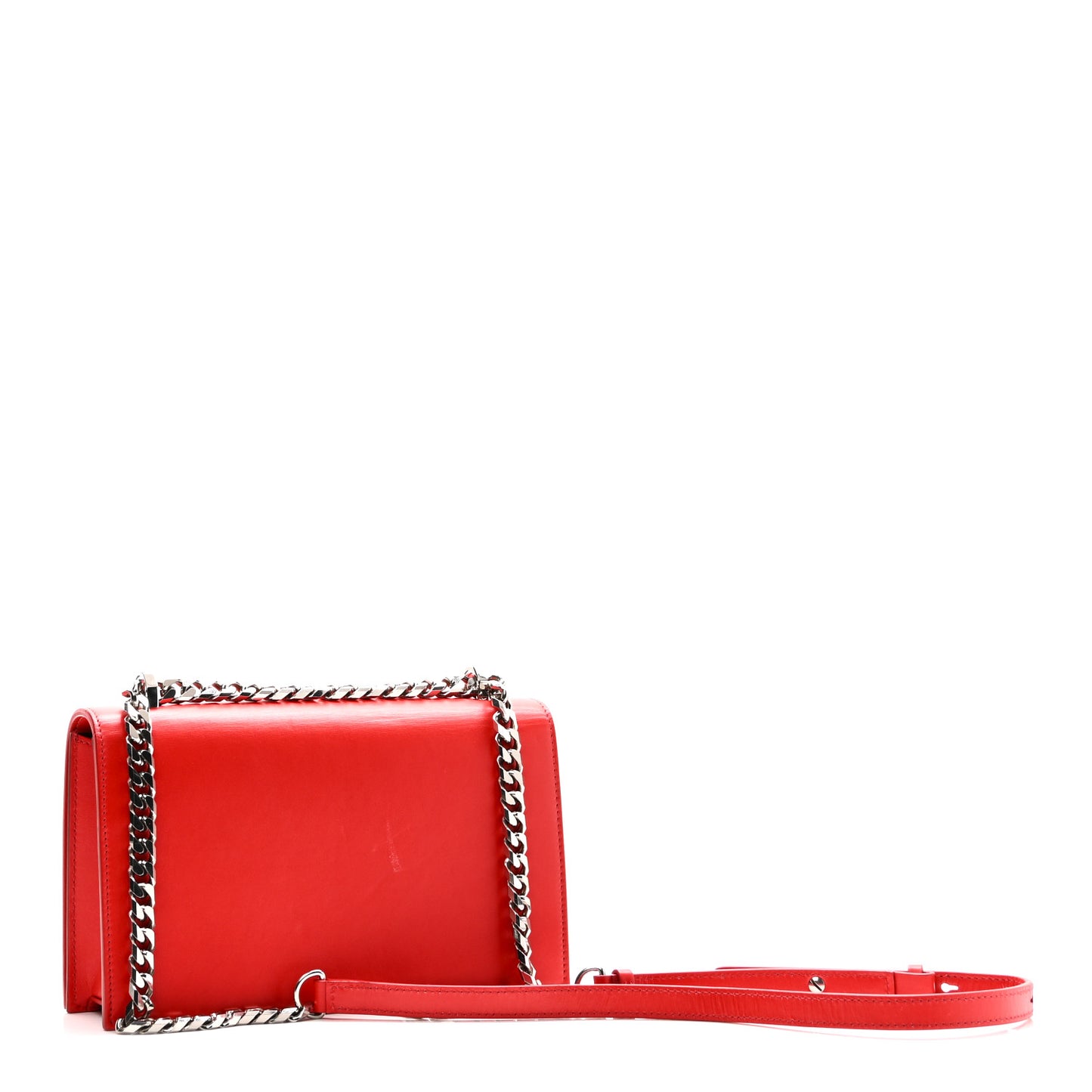 Calfskin Jeweled Knuckle Satchel Love Red