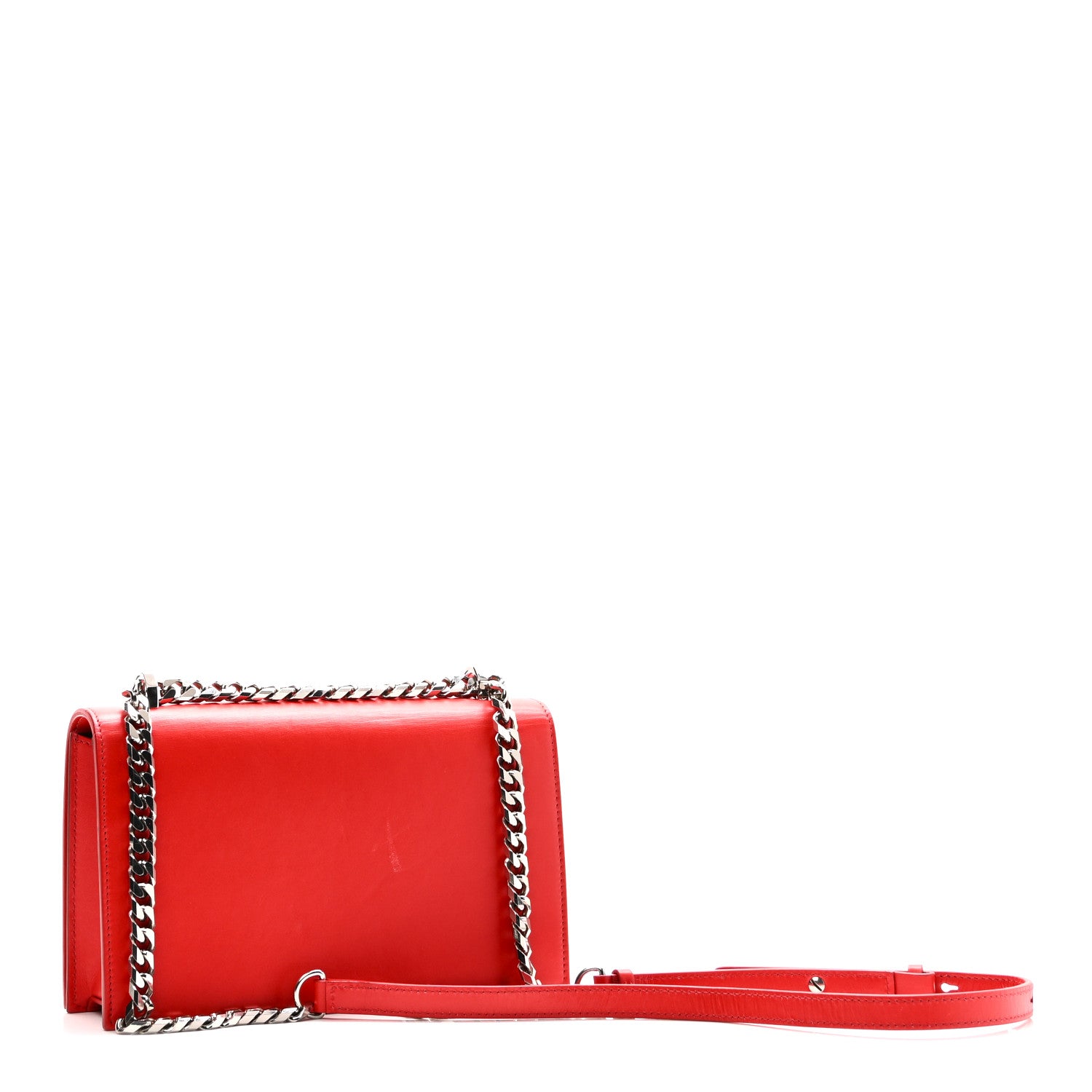 Alexander McQueen Calfskin Jeweled Knuckle Satchel Love Red 3 of 10