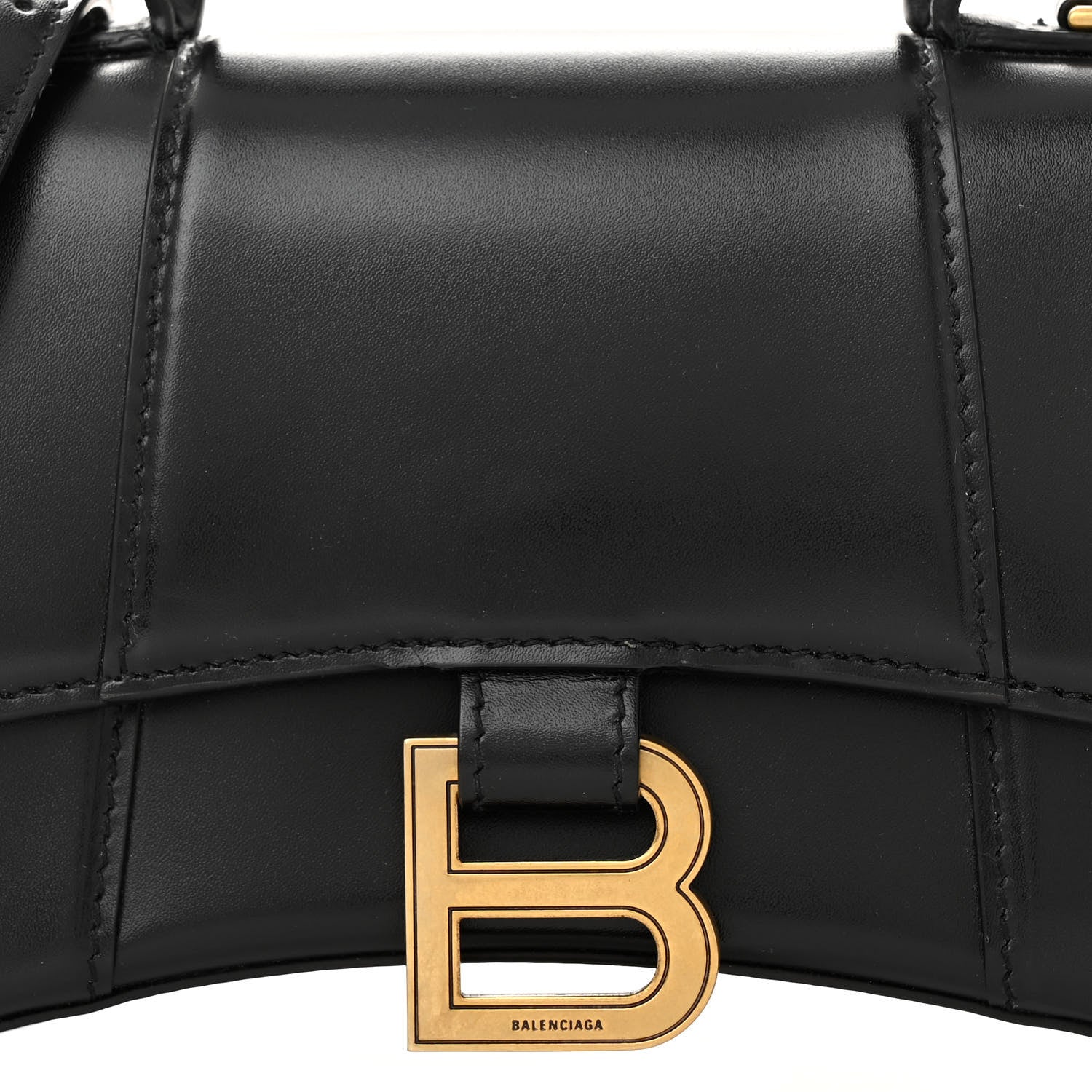 Balenciaga Shiny Box Calfskin Hourglass Top Handle Bag XS Black 7 of 9