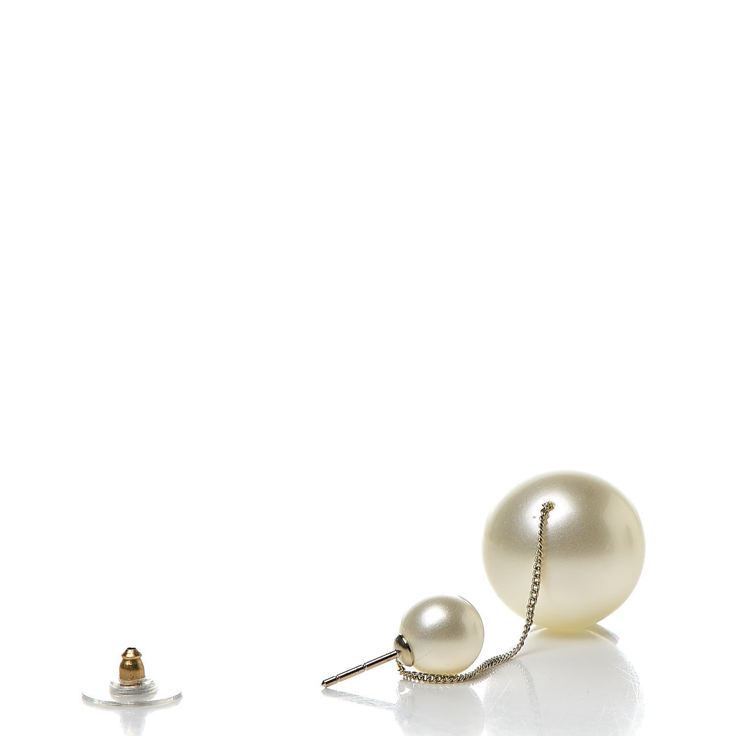 Chanel Crystal Pearl CC Drop Earrings Silver Pearly White 3 of 5